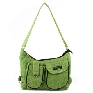 Light Green Hemp Zipper Closure Handbag with 2 Front Pockets Shoes
