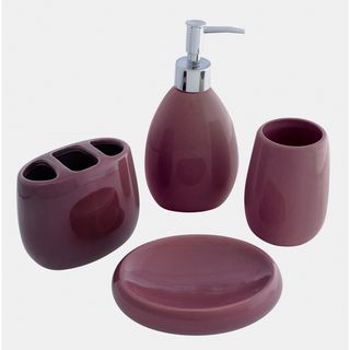 Waverly Ceramic Plum 4 piece Bath Set