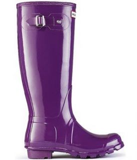 Hunter Tall Gloss Rain Boots Graphite Size 8: Shoes