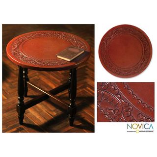 Cedar and Leather Lancelot Table (Peru)