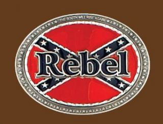 Rebel flag pewter belt buckle: Clothing