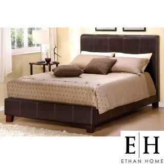 ETHAN HOME Castillian Dark Brown Faux Leather King size Bed Today $