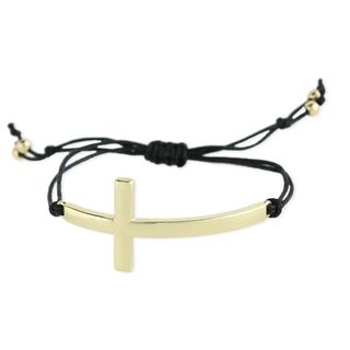 Handcrafted Metal Sideways Cross Pull Bracelet (India)