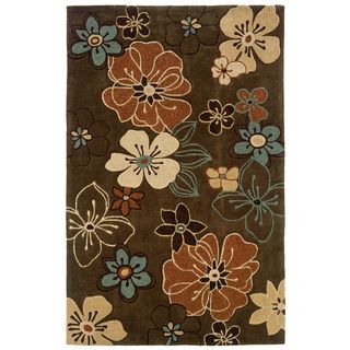 Indoor Brown/ Rust Transitional Floral Area Rug