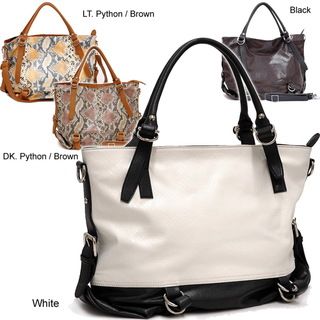 Dasein Two Tone Python Embossed Tote Bag
