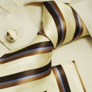 Khaki Striped Silk Ties for Men Anniversary Gifts