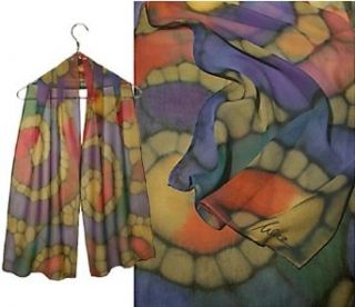 ULRIKE Oblong Chiffon Silk Scarf   Bold spirals of rainbow