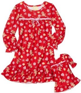 Dollie & Me Girls 2 6x Gingerbread Man Nightgown, Red, 4