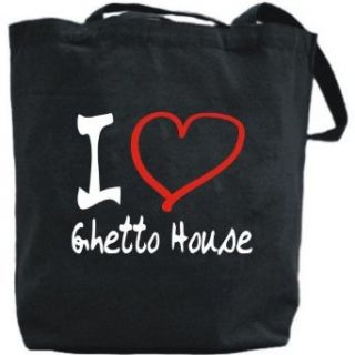 Canvas Tote Bag Black  I Love Ghetto House  Music