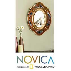 Reverse painted Glass Autumn Butterfly Wall Mirror (Peru) Today $