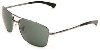 Square Sunglasses,Gunmetal Frame/Green Lens,One Size: Ray Ban: Shoes