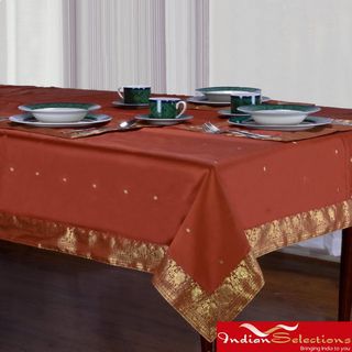 Handmade Rust Sari Table Cloth (India)