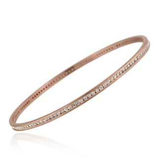 Icz Stonez Rose Gold over Sterling Silver Cubic Zirconia Bangle