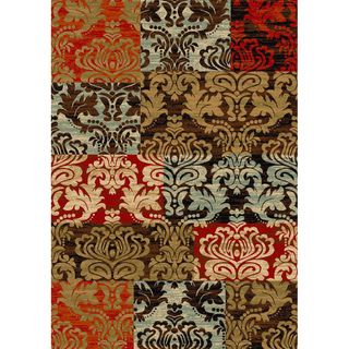 Patty Patchwork Non skid Rubber Backing Brown Multi Runner Area Rug