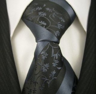 Neckties by Scott Allan, Black and Slate Blue Floral