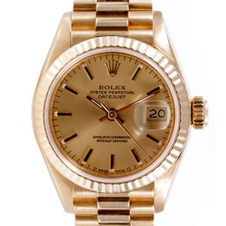 Pre owned Rolex Midsize Womens 18k Gold Datejust Watch