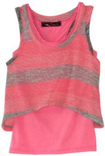 Almost Famous Girls 7 16 Tank Popover Shirt, Pink, Small