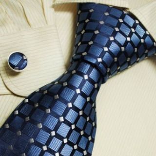 Blue Checkered Men Neck Ties Handmade Discount Silk Tie
