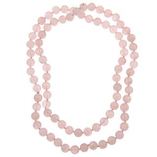 Pearlz Ocean Rose Quartz 36 inch Knotted Necklace