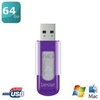 Clé USB 64 Go violette   Capuchon coulissant   Protection