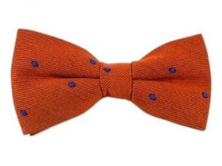 Orange Wool Dots Patterned Self Tie Bow Tie Clothing