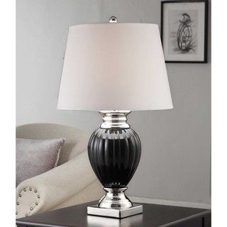 Black and Polished Nickel Table Lamp