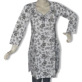 Off White Floral Cotton Printed Kurti from India Clothing
