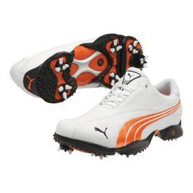  Puma Ace 2 Golf Shoes   Mens Wide White/Vibrant Orange Shoes