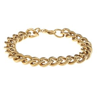 Stainless Steel and Gold IP Mens Curb Link Bracelet