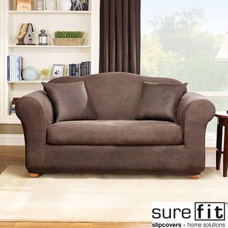 Stretch Leather 2 Piece Loveseat Slipcover