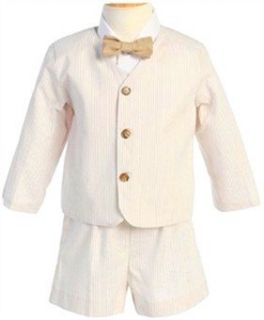 Lito Boys Khaki Seersucker Eaton Suit (6 12 months