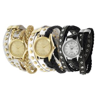 Geneva Platinum Studded Wrap Watch