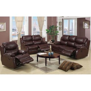 Hampton 3 piece Brown Leather Sofa, Loveseat and Chair Set