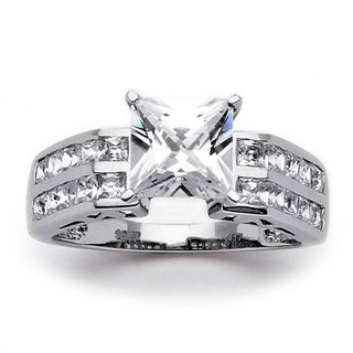 Ultimate CZ 10k White Gold Princess Cut and Channel Set Cubic Zirconia