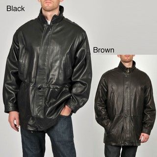 Tibor Mens Leather Anorak Jacket