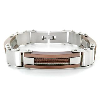 Stainless Steel Mens Copper Cable and Link Bracelet