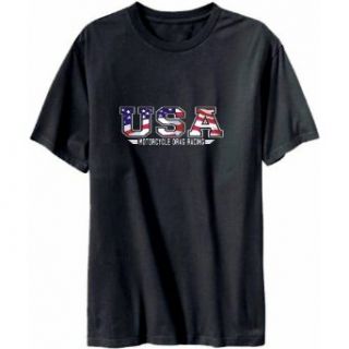 Usa Motorcycle Drag Racing / Flag Clip   Army Mens T shirt