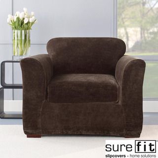 Stretch Plush Chocolate Chair Slipcover