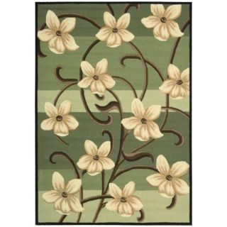 Hand hooked Green Paradise Floral Rug (36 x 56)