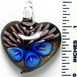 Murano Inspired Glass Gold/ Blue/ Pink Heart Pendant Today $7.49 5.0