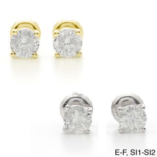 18k Gold 2ct TDW Certified Clarity enhanced Diamond Stud Earrings