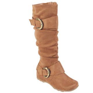  Journee Collection Buckle Accent Slouchy Mid calf Boots Shoes