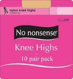 No Nonsense Knee High Sandfoot Black 10 count (3 Pack