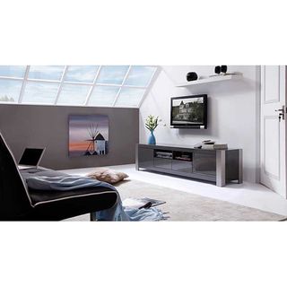 Modern Maya Grey High Gloss Stainless Steel TV Stand