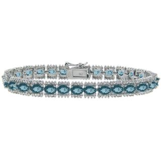 Sterling Silver 45ct TGW London Blue Topaz and Diamond Accent Bracelet