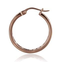 Icz Stonez Rose Gold over Sterling Silver Cubic Zirconia Hoop Earrings