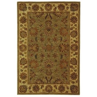 Handmade Heritage Kerman Green/ Gold Wool Rug (4 x 6)