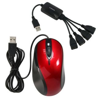 USB Optical Mouse/ 4 port Octopus USB 2.0 Hub Today $8.75
