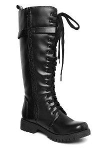 Volatile Black Strap Combat Boots Shoes