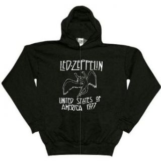 Led Zeppelin   US77 Distressed Zip Hoodie: Clothing